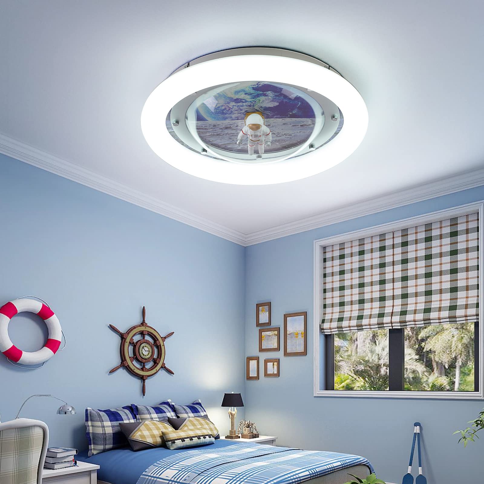 キッズ・ファミリー see Telancy Kids Room LED Ceiling Light Dimmable 55W Flush Mounted
